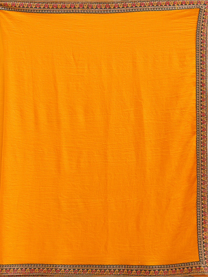 Mustard Gold Zariwork Soft Raw Silk Saree