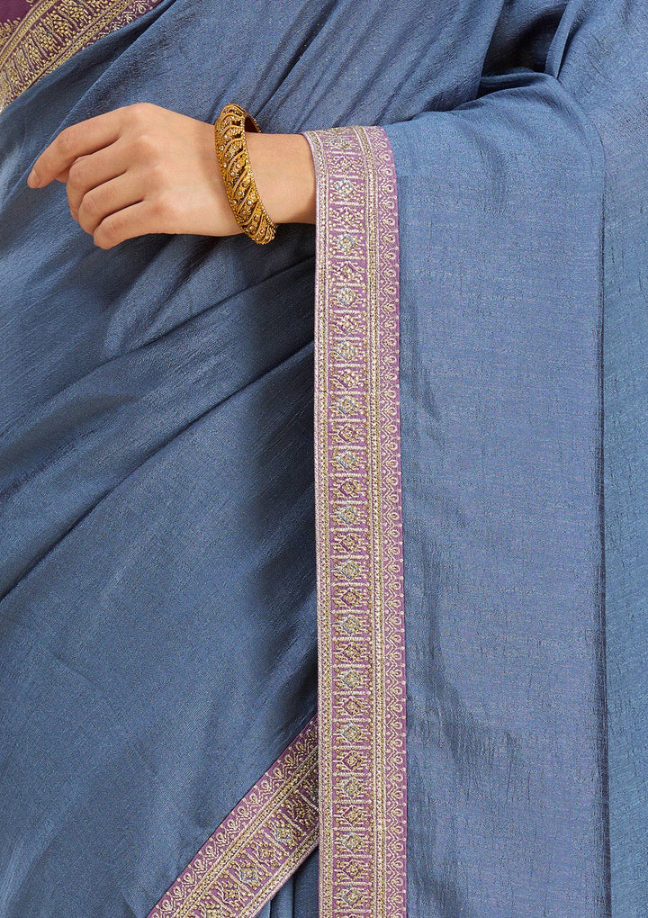 Peacock Blue Zariwork (Gold) Soft Raw Silk Saree