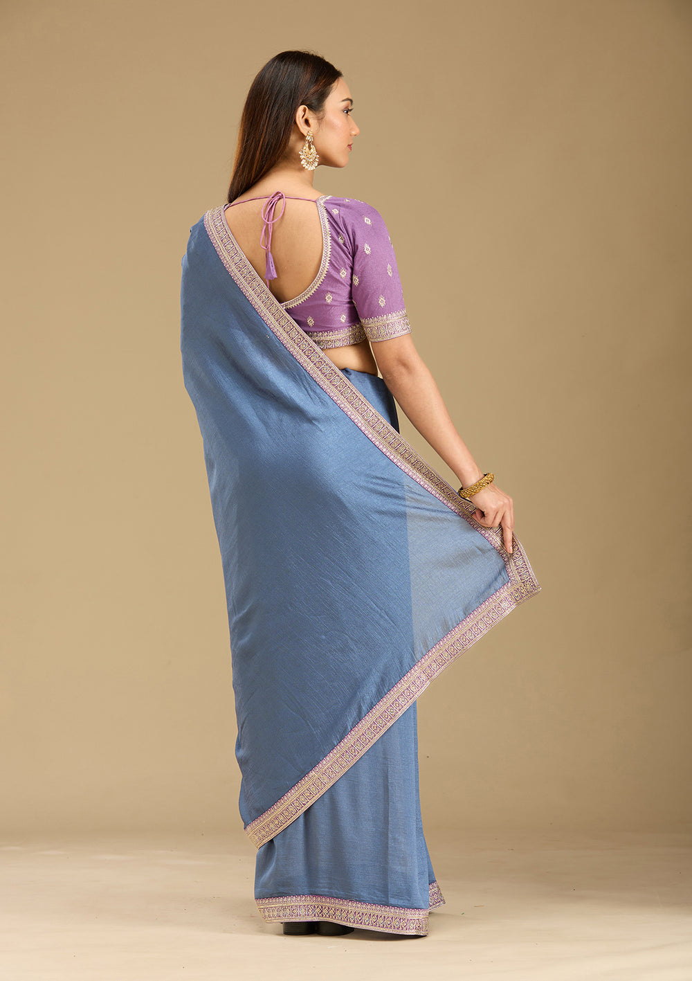 Peacock Blue Zariwork (Gold) Soft Raw Silk Saree