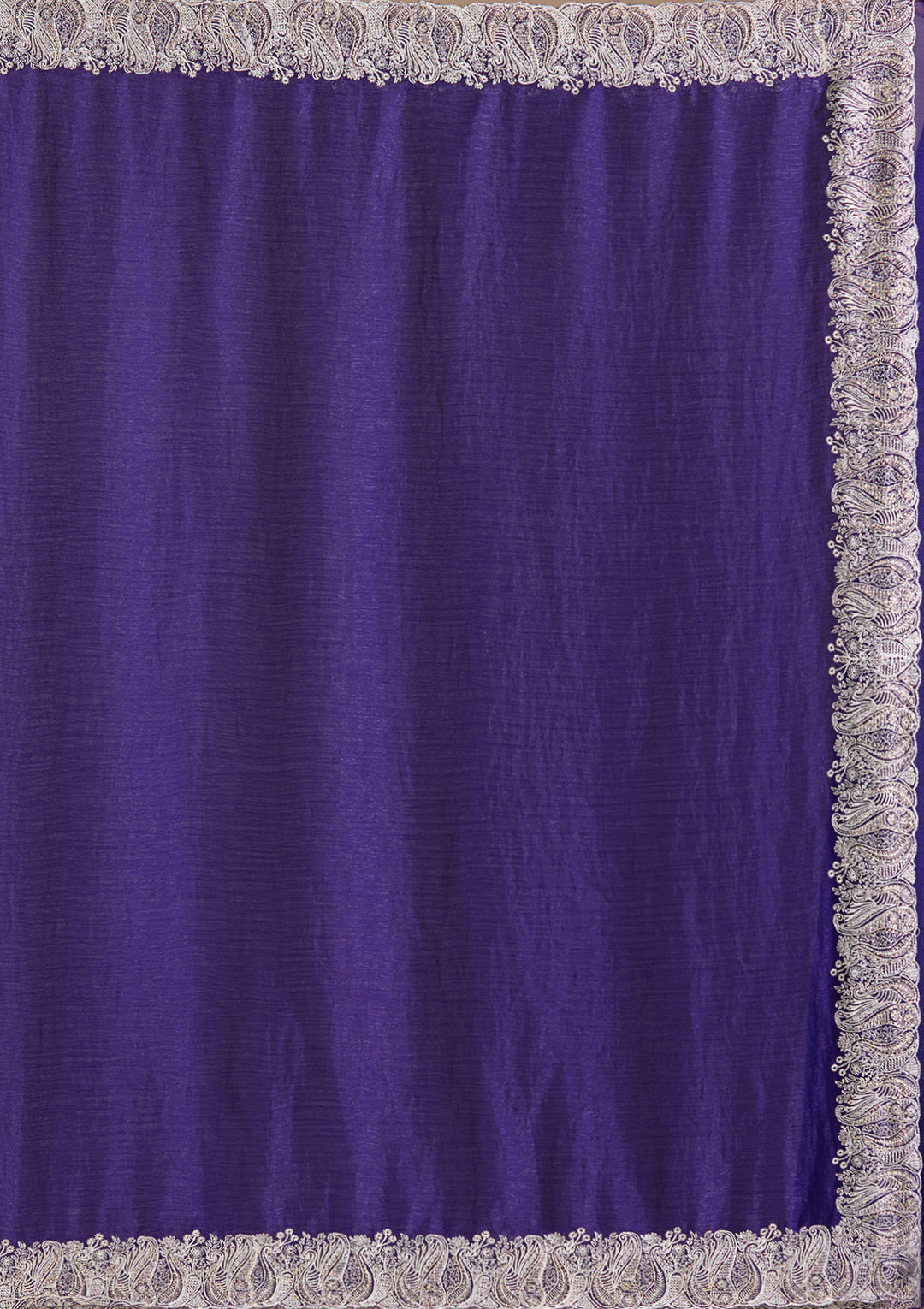 Violet  Zariwork (Silver) Chiffon Saree