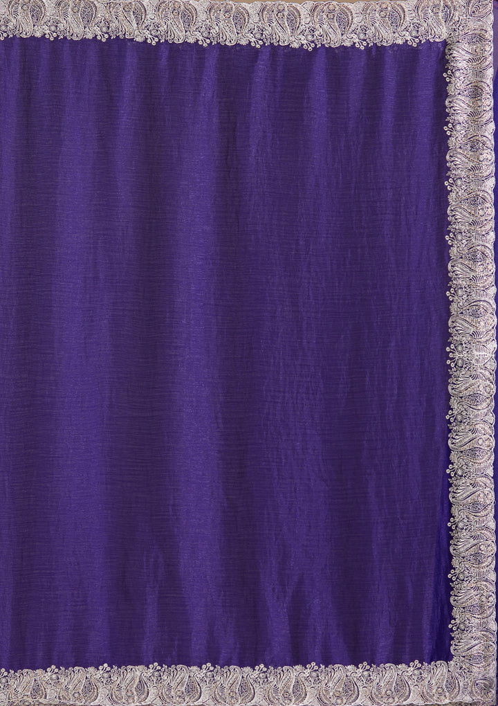 Violet  Zariwork (Silver) Chiffon Saree