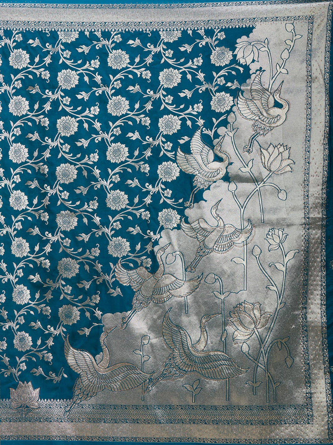 Peacock Blue Stonework Silk Saree