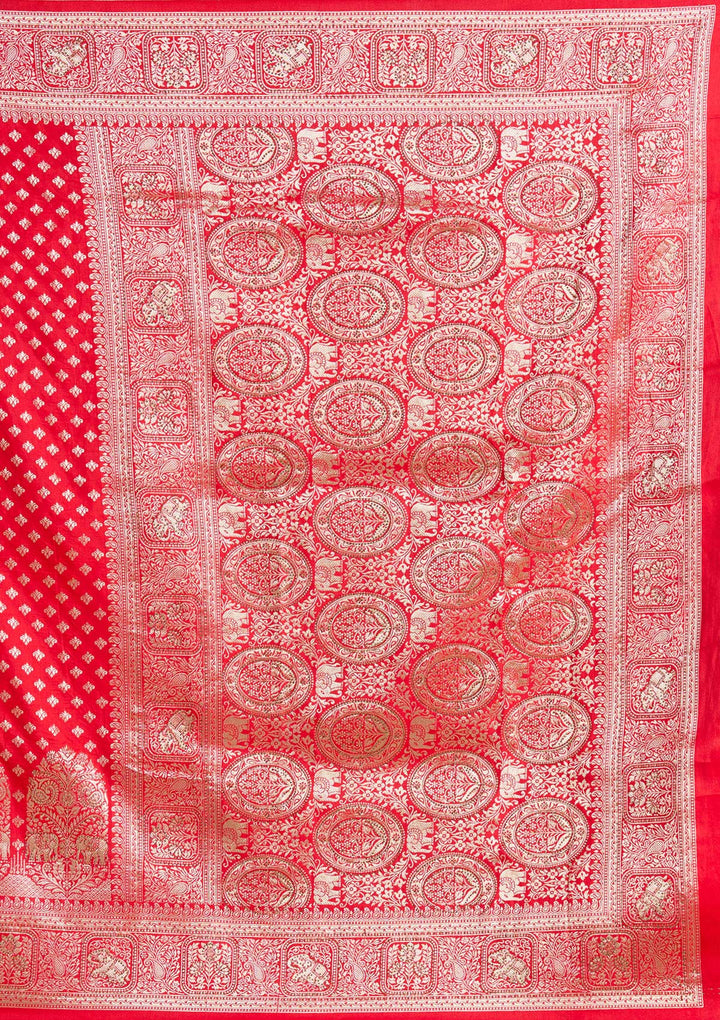 Red Stonework Banarasi Silk Saree