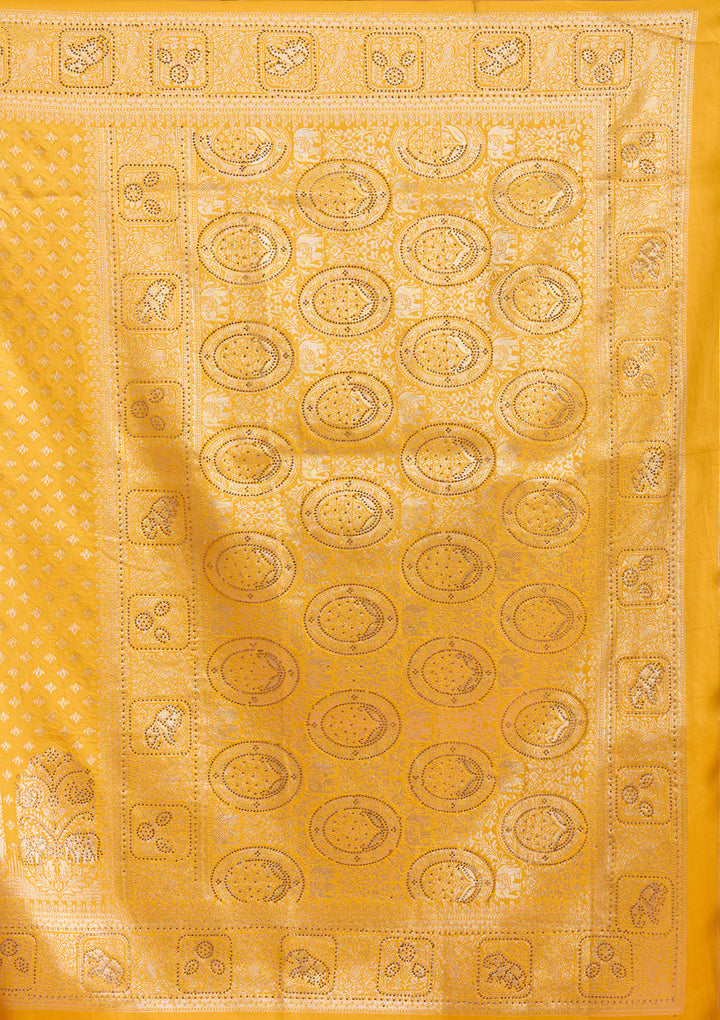 Yellow Stonework Silk Silk_Saree