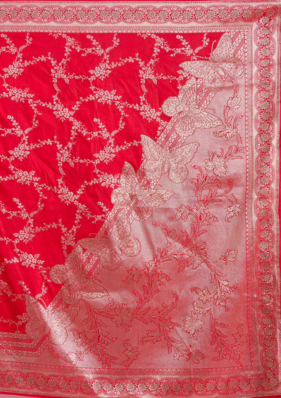 Red Stonework Silk Saree