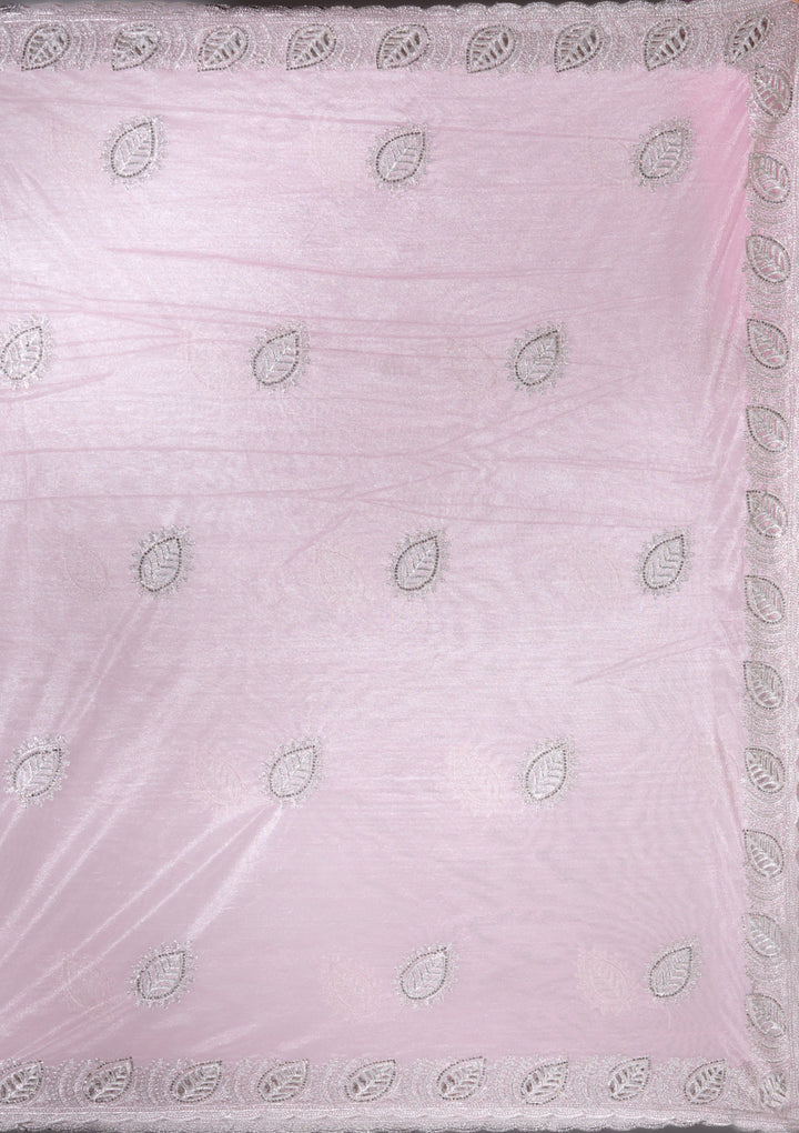 Baby Pink Cutwork Organza Saree