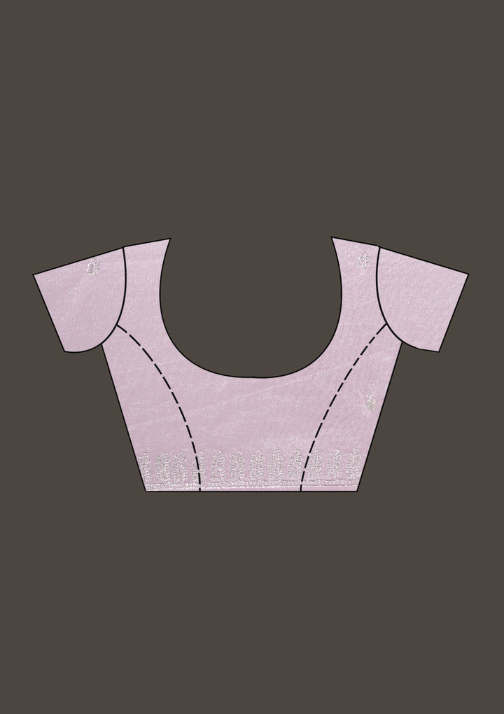 Baby Pink Cutwork Organza Saree