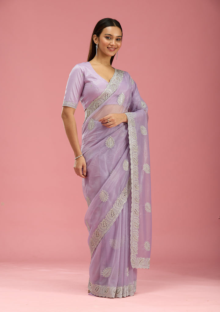 Lavender Cutwork Organza Saree