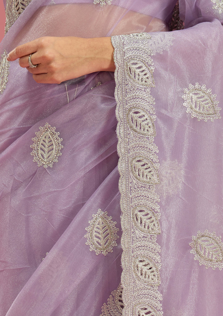 Lavender Cutwork Organza Saree
