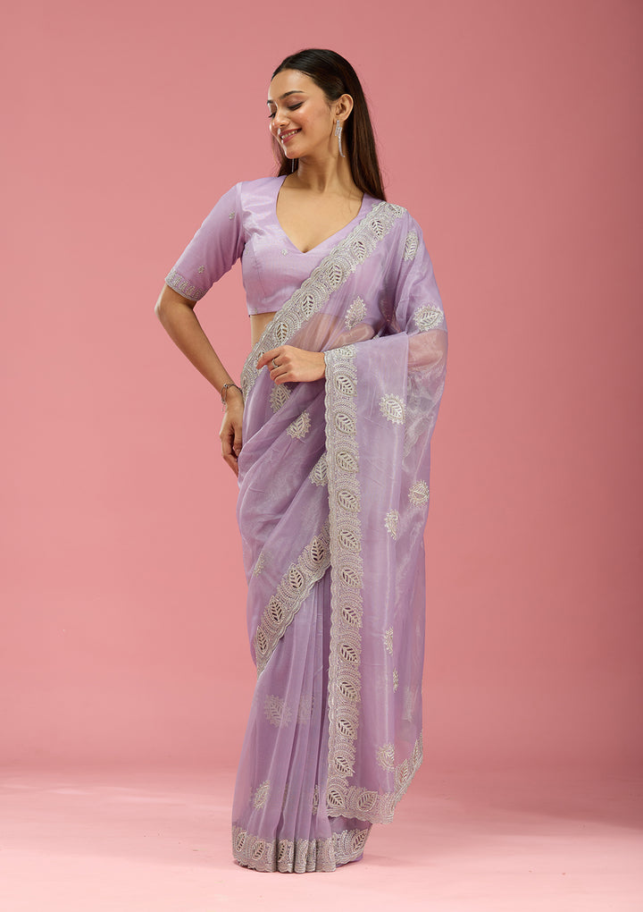 Lavender Cutwork Organza Saree