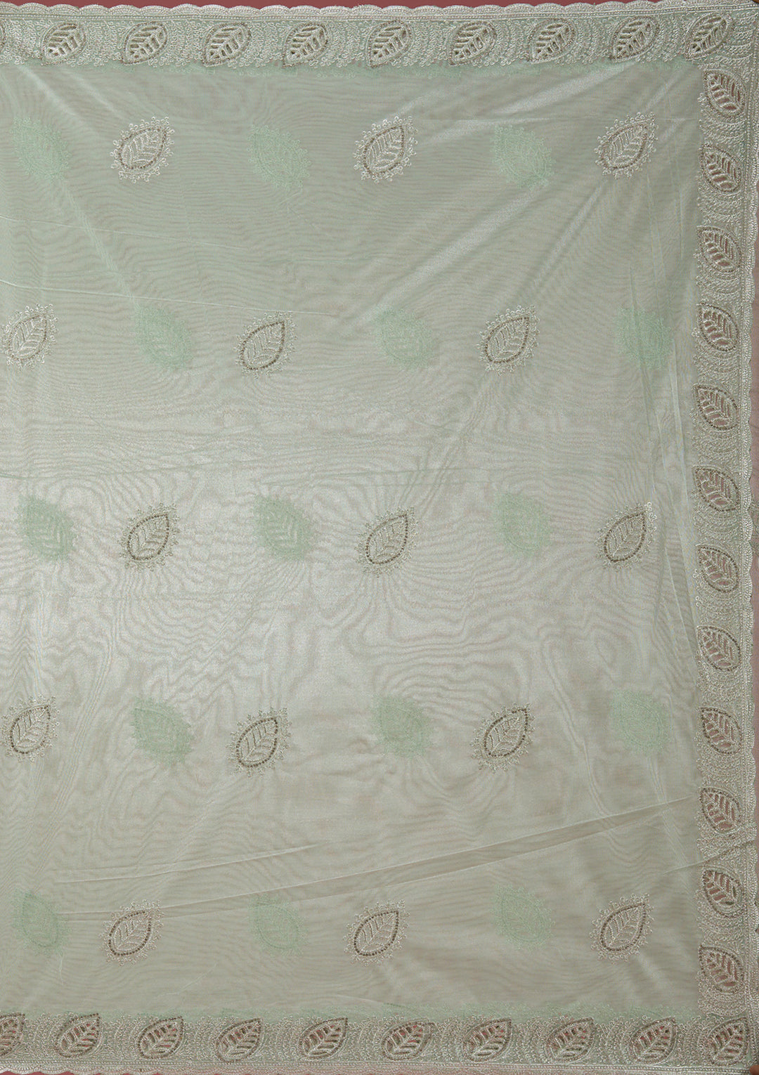Sea Green Cutwork Organza Saree