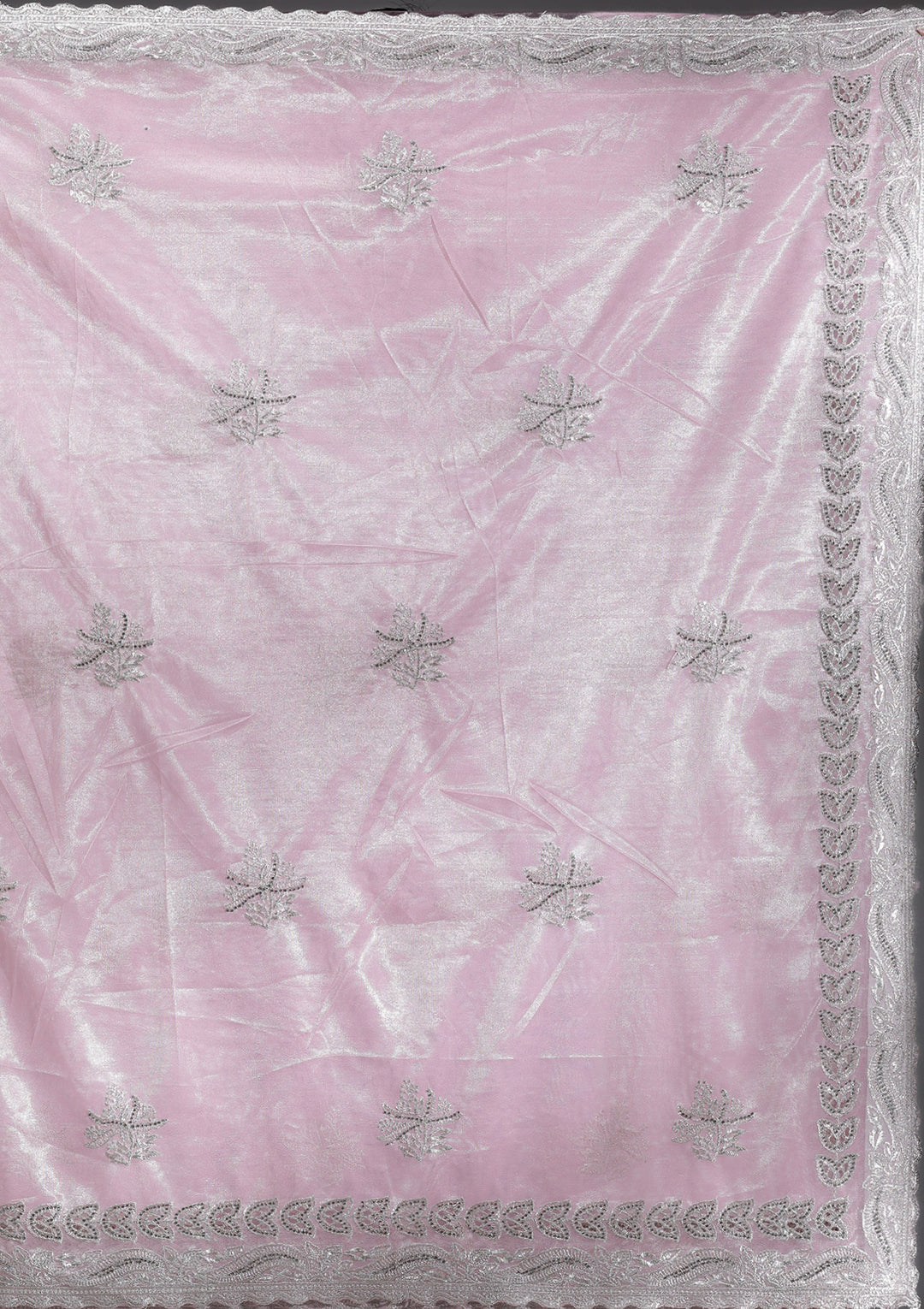 Baby Pink Cutwork Organza Saree