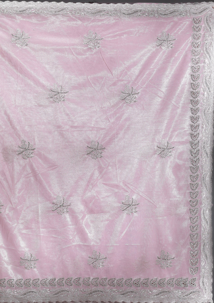 Baby Pink Cutwork Organza Saree