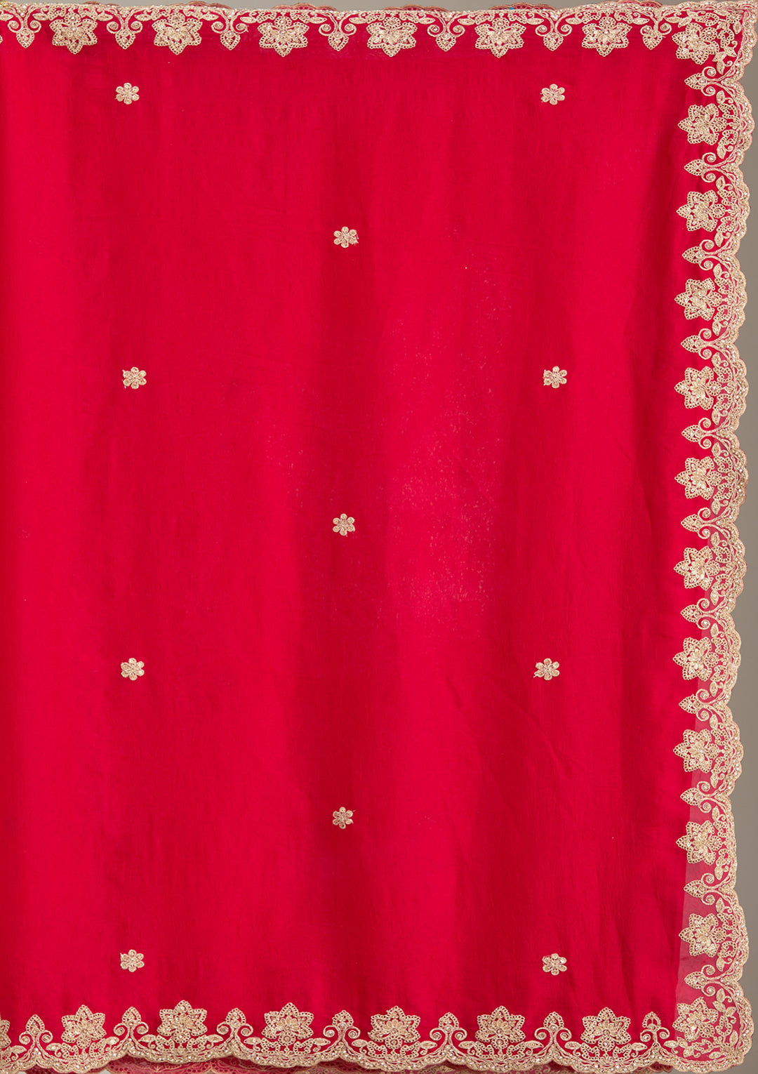 Rani Pink Cording Semi Crepe Saree