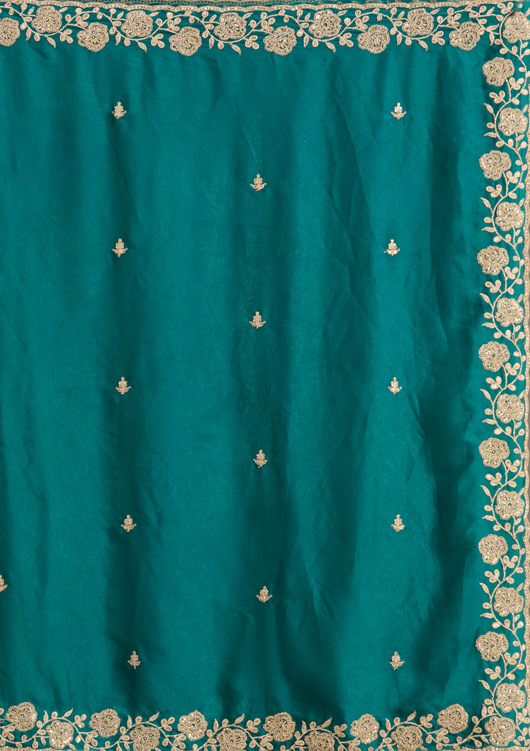 Teal Green Cording Georgette Saree