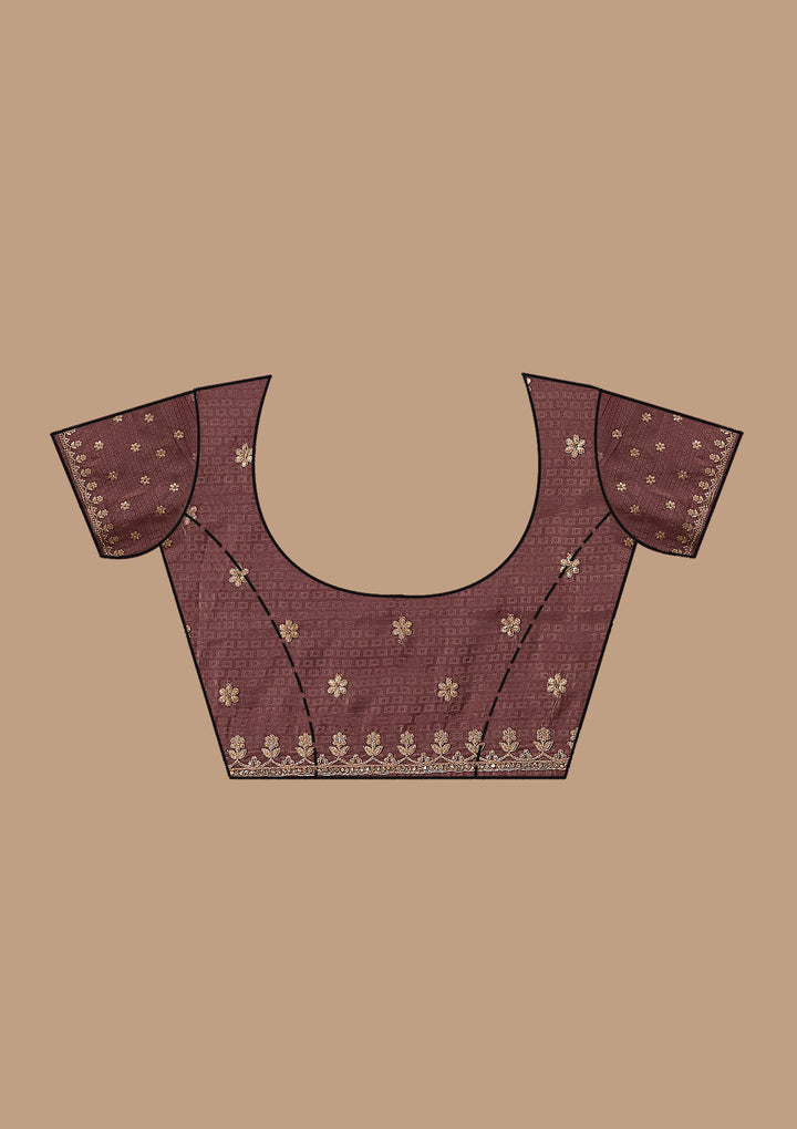 Wine Gotapatti Organza Saree