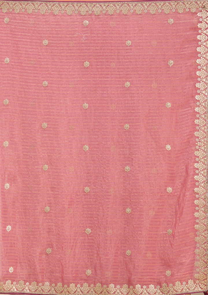 Gajari Pink Gotapatti Chiffon Saree