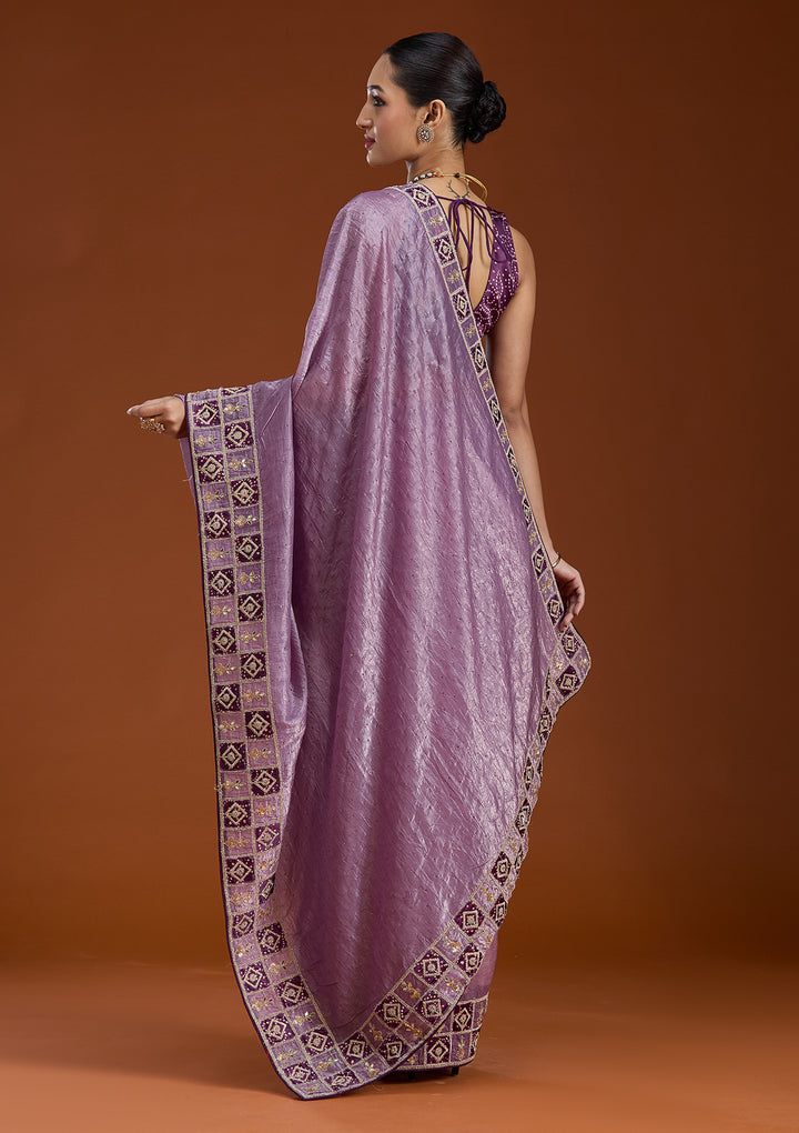 Light Lavender Gotapatti Tissue Saree