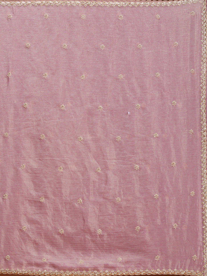 Onion Pink Cording Tissue Saree