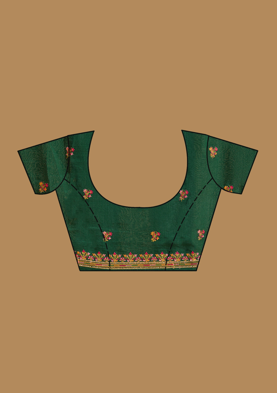 Bottle Green Kashmiri Soft Raw Silk Saree
