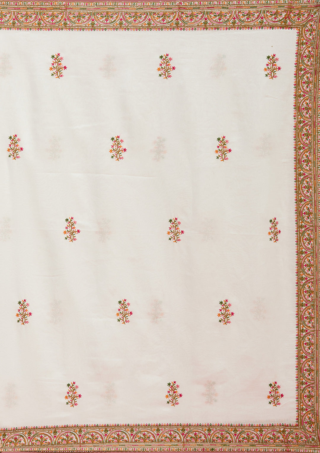 Off White Kashmiri Soft Raw Silk Saree
