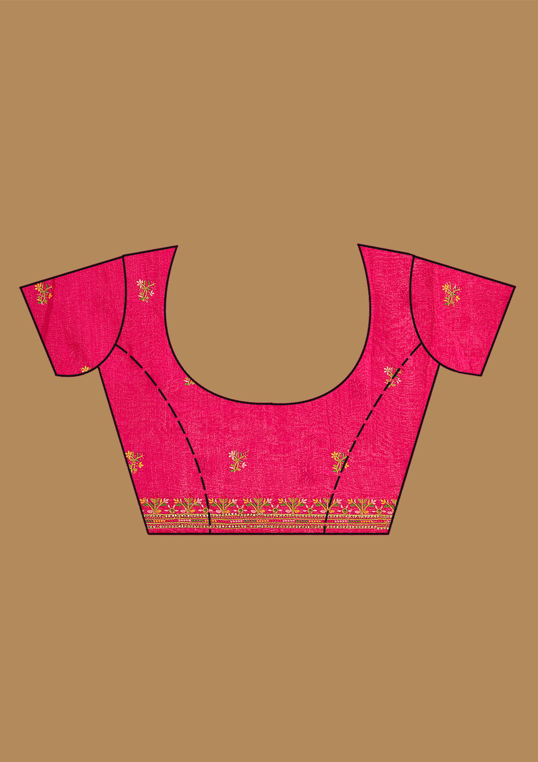 Rani Pink Kashmiri Soft Raw Silk Saree
