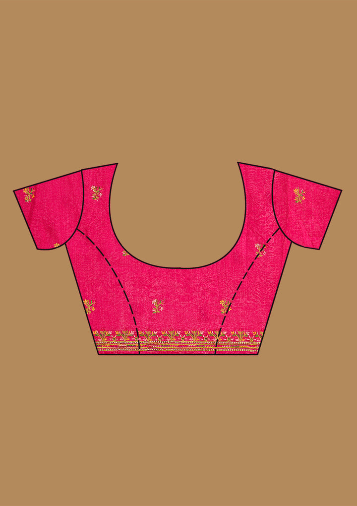 Rani Pink Kashmiri Soft Raw Silk Saree