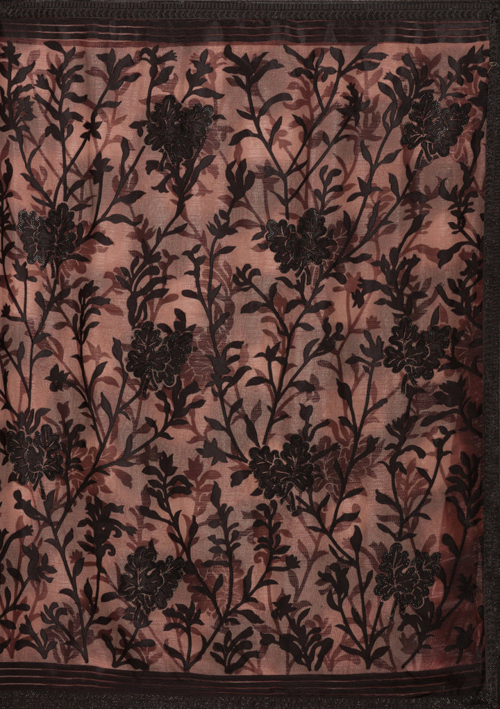 Brown Stonework Chiffon Saree