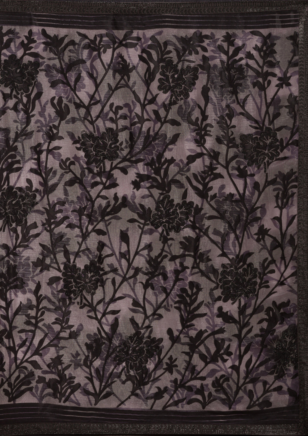 Purple Threadwork Georgette Saree