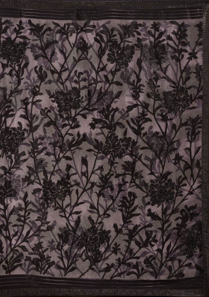 Purple Threadwork Georgette Saree