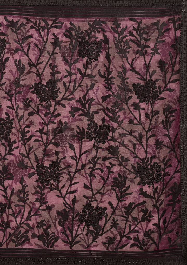 Wine Stonework (Gold) Georgette Saree