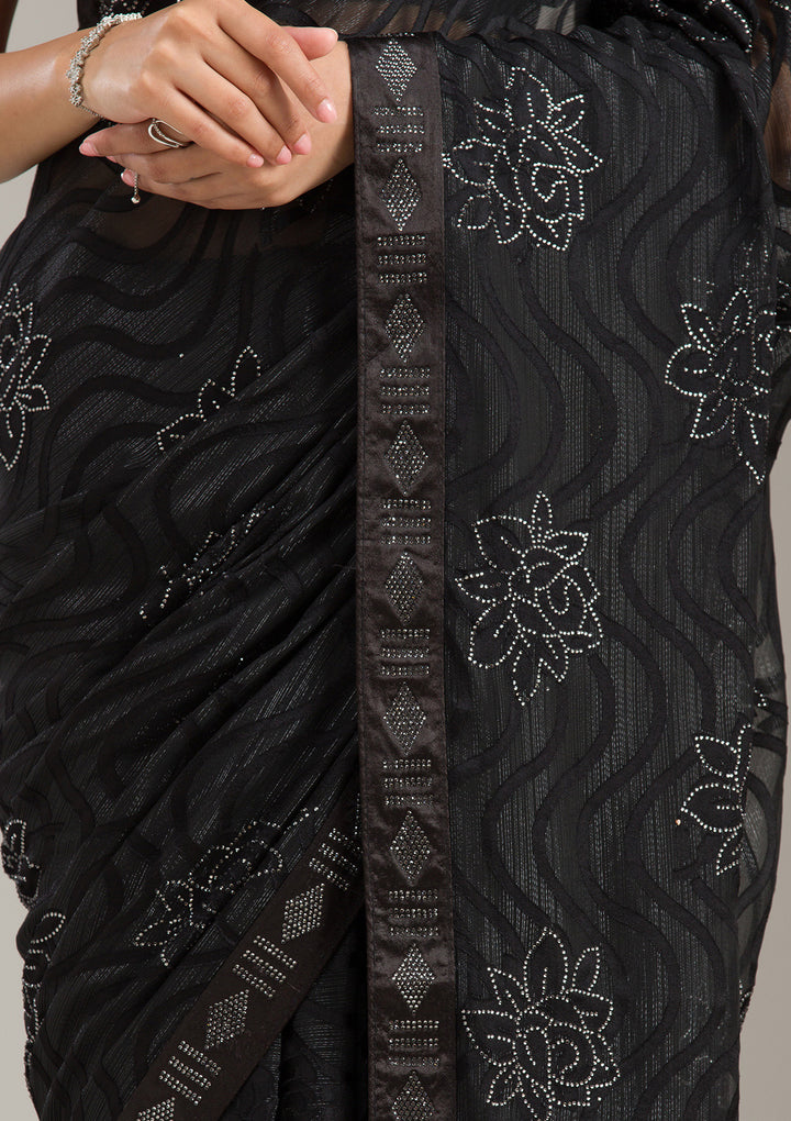 Black Stonework Chiffon Saree