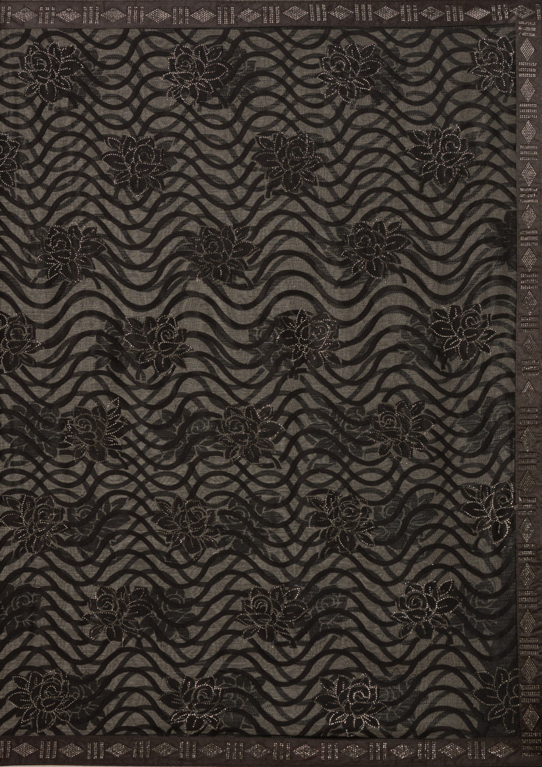 Black Stonework Chiffon Saree