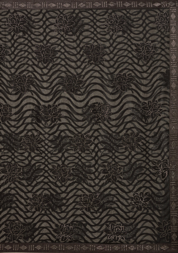Black Stonework Chiffon Saree