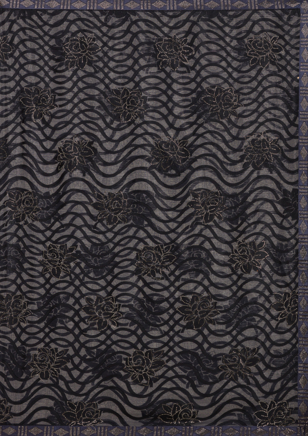 Navy Blue Stonework Chiffon Saree