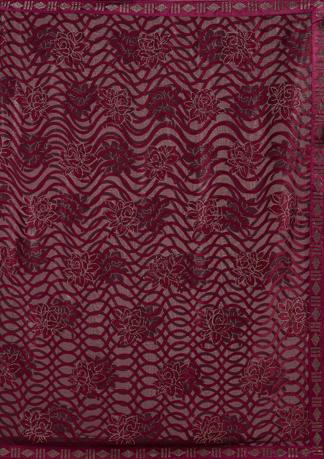 Wine Stonework Chiffon Saree