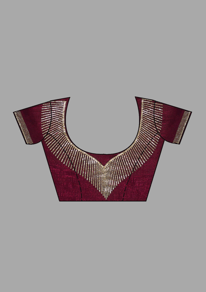 Wine Stonework (Gold) Georgette Saree