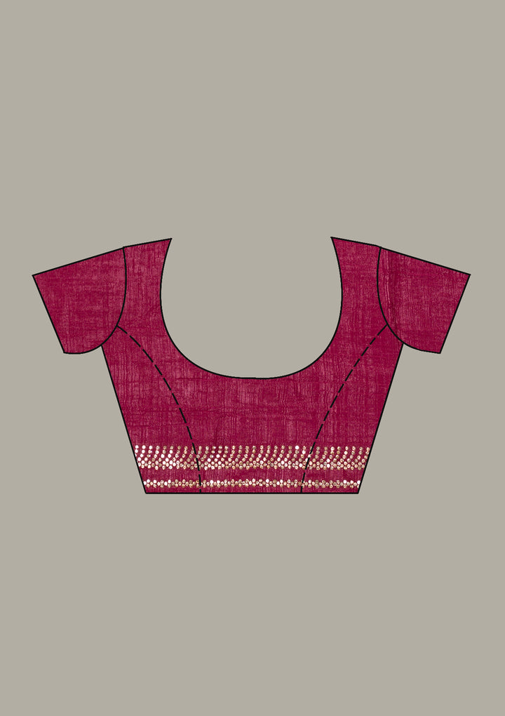 Maroon Stonework (Gold) Tissue Saree
