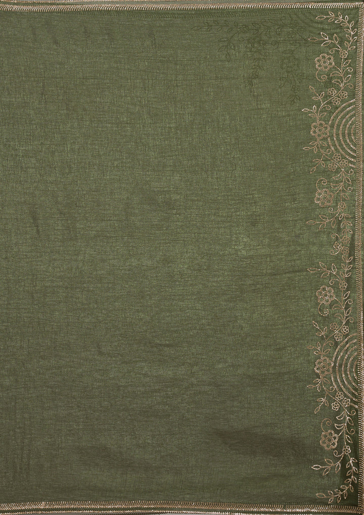 Mehendi Stonework (Gold) Tissue Saree