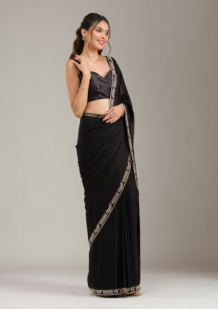 Black Stonework Chiffon Saree
