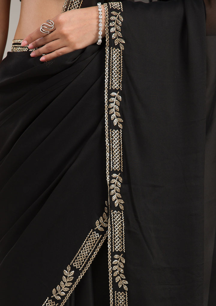 Black Stonework Chiffon Saree