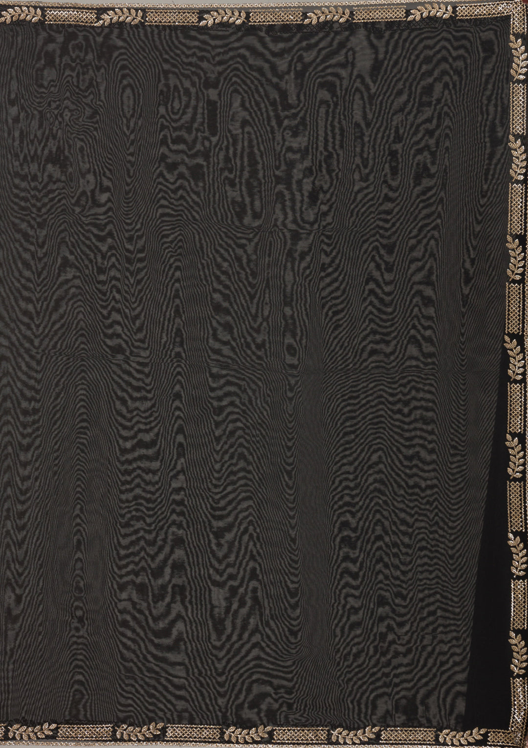 Black Stonework Chiffon Saree