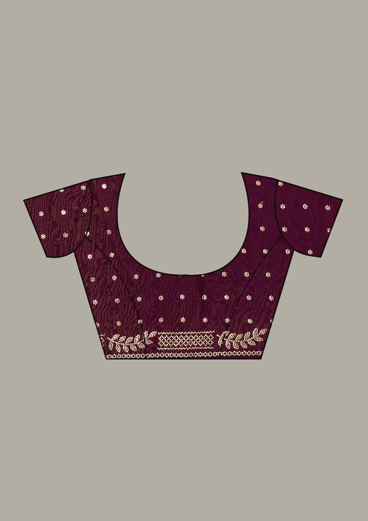 Wine Stonework (Gold) Georgette Saree