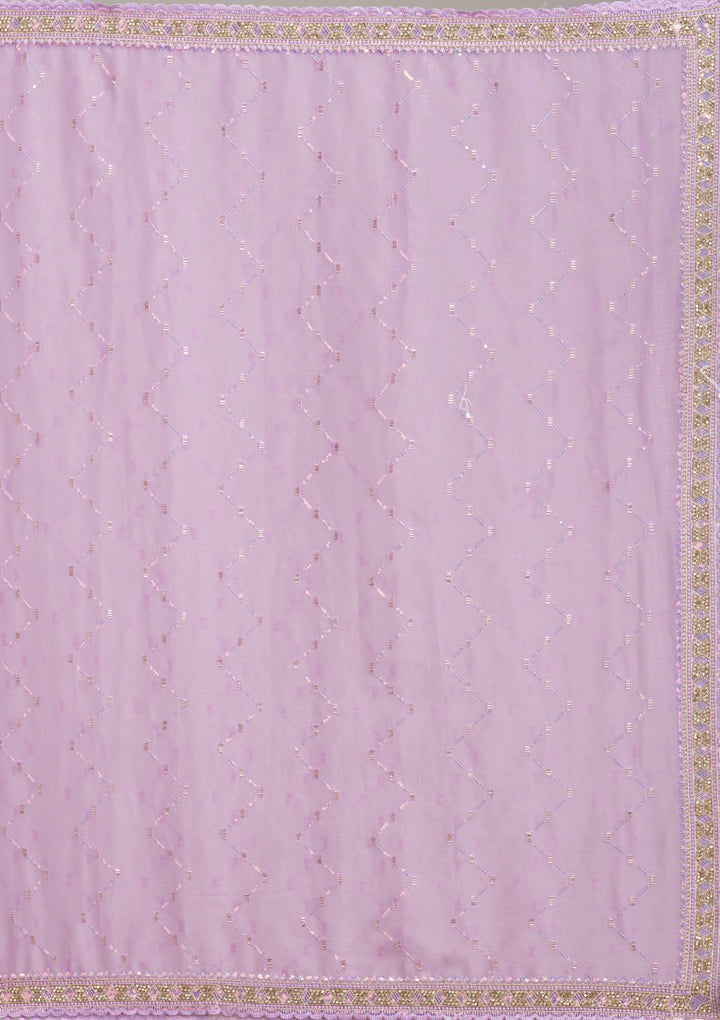 Lavender Stonework Soft Raw Silk Saree