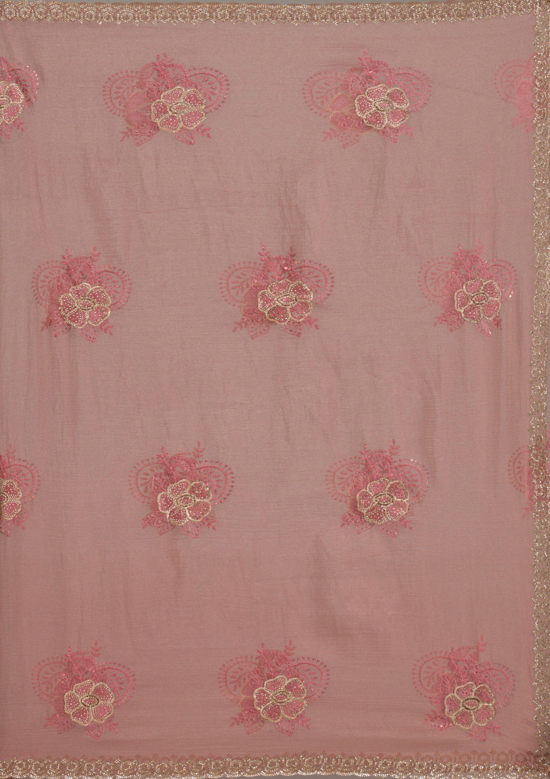 Peach Stonework (Gold) Tissue Saree
