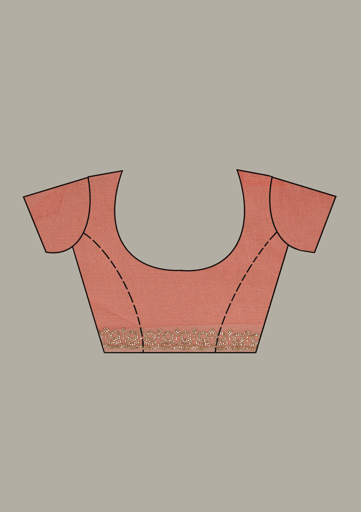 Peach Stonework (Gold) Tissue Saree
