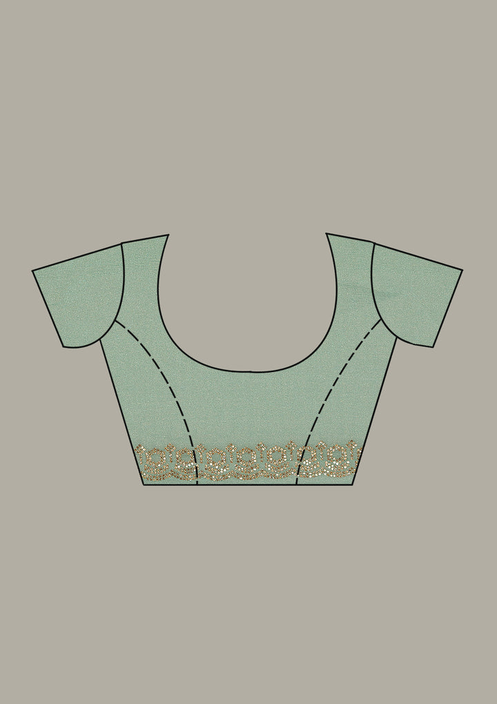 Sea Green Threadwork Chiffon Saree