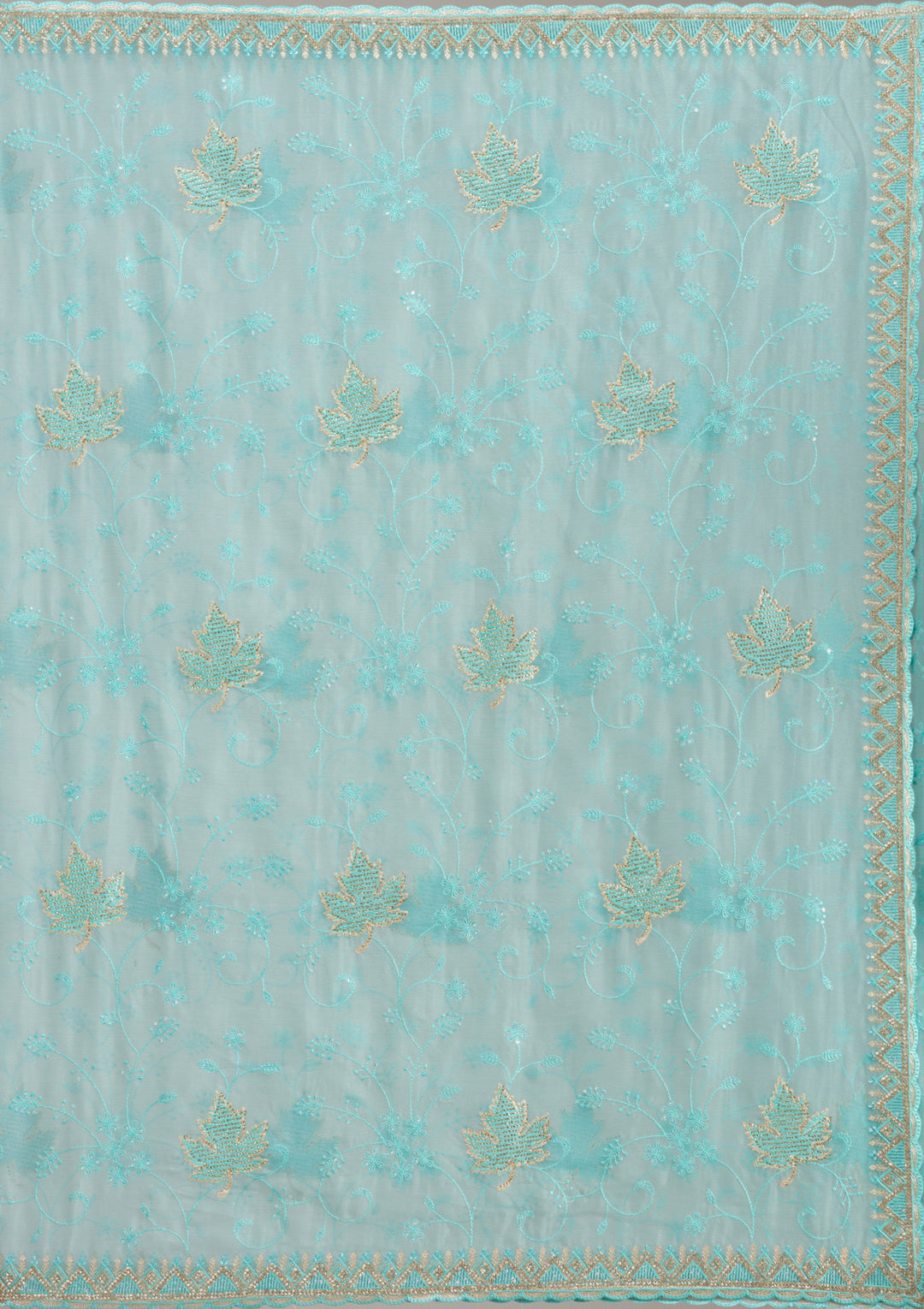 Sky Blue Cording Tissue Saree