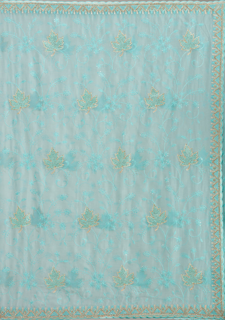 Sky Blue Cording Tissue Saree