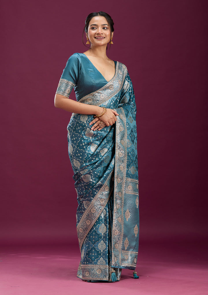 Grey Stonework Silk Saree